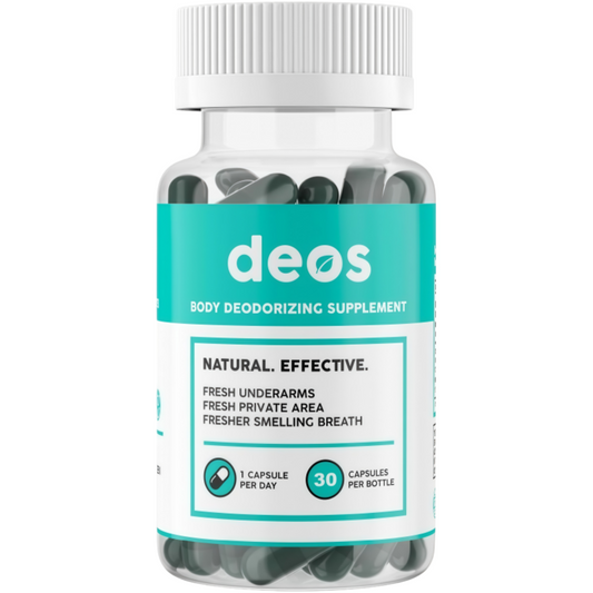 DEOS® Internal Deodorant Supplement [Natural Odor Control] – Full Body Deodorizing Capsules for Gut & Skin Health, Detox & Digestion Support - Scentless Chlorophyll, Mint & Parsley Pills (30 Pcs)