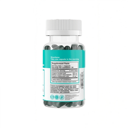 DEOS® Internal Deodorant Supplement [Natural Odor Control] – Full Body Deodorizing Capsules for Gut & Skin Health, Detox & Digestion Support - Scentless Chlorophyll, Mint & Parsley Pills (30 Pcs)